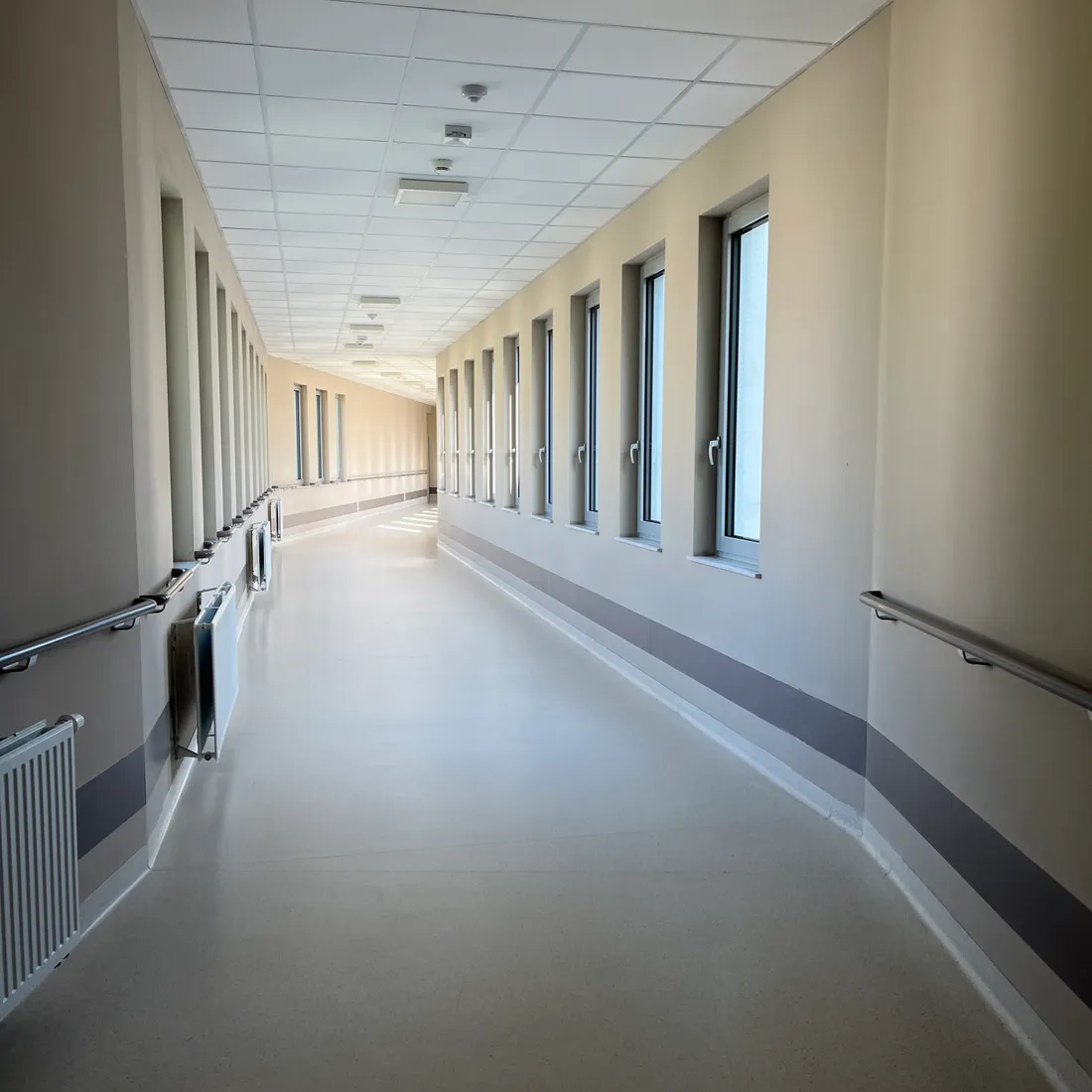 Long corridor in a healthcare facility
